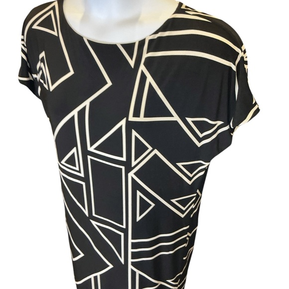 LAUREN Ralph Lauren M Geometric Dress B&W Abstract Sheath Office Workwear - Picture 4 of 11